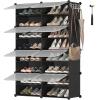 imageSONGMICS Shoe Rack Organizer 8Tier Shoe Storage Cabinet for Closet and Entryway Holds 32 Pairs of Shoes Adjustable Cloud White and Trasparent ULPC034W01Ink Black  Trasparent