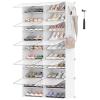 imageSONGMICS Shoe Rack Organizer 8Tier Shoe Storage Cabinet for Closet and Entryway Holds 32 Pairs of Shoes Adjustable Cloud White and Trasparent ULPC034W01Cloud White  Trasparent