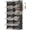 imageSONGMICS Shoe Rack Organizer 8Tier Shoe Storage Cabinet for Closet and Entryway Holds 32 Pairs of Shoes Adjustable Cloud White and Trasparent ULPC034W01Ink Black  Trasparent