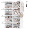 imageSONGMICS Shoe Rack Organizer 8Tier Shoe Storage Cabinet for Closet and Entryway Holds 32 Pairs of Shoes Adjustable Cloud White and Trasparent ULPC034W01Cloud White  Trasparent