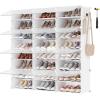 imageSONGMICS Shoe Rack Organizer 8Tier Shoe Storage Cabinet for Closet and Entryway Holds 32 Pairs of Shoes Adjustable Cloud White and Trasparent ULPC034W01Cloud White  Trasparent