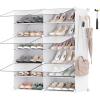 imageSONGMICS Shoe Rack Organizer 8Tier Shoe Storage Cabinet for Closet and Entryway Holds 32 Pairs of Shoes Adjustable Cloud White and Trasparent ULPC034W01Cloud White  Trasparent