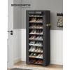 imageSONGMICS Shoe Rack with NonWoven Fabric Cover 9 Tier Storage Shelf for 4050 Pairs of Shoes Entryway Suitable for Sneakers High Heels Flats and Boots Grey RXJ36G01Black