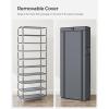 imageSONGMICS Shoe Rack with NonWoven Fabric Cover 9 Tier Storage Shelf for 4050 Pairs of Shoes Entryway Suitable for Sneakers High Heels Flats and Boots Grey RXJ36G01Grey