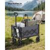 imageSONGMICS Small Collapsible Wagon with 400 lb Dynamic Weight Capacity Foldable Wagon Cart Folding Camp Cart with Wheels for Outdoor Yard 90 L Ink Black UGFW909B01Slate Gray