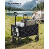 imageSONGMICS Small Collapsible Wagon with 400 lb Dynamic Weight Capacity Foldable Wagon Cart Folding Camp Cart with Wheels for Outdoor Yard 90 L Ink Black UGFW909B01Ink Black