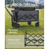 imageSONGMICS Small Collapsible Wagon with 400 lb Dynamic Weight Capacity Foldable Wagon Cart Folding Camp Cart with Wheels for Outdoor Yard 90 L Ink Black UGFW909B01Slate Gray