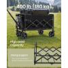 imageSONGMICS Small Collapsible Wagon with 400 lb Dynamic Weight Capacity Foldable Wagon Cart Folding Camp Cart with Wheels for Outdoor Yard 90 L Ink Black UGFW909B01Ink Black