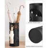imageSONGMICS Umbrella Stand Metal Umbrella Holder for Entryway with Water Tray and 4 Hooks 77 x 77 x 193 Inches Round Silver Grey ULUC23SInk Black