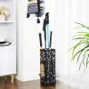 imageSONGMICS Umbrella Stand Umbrella Holder for Entryway Steel Square Umbrella Rack Organizer Freestanding for Canes Walking Sticks with a Detachable Drip Tray 4 Hooks Black ULUC48B61D x 61W x 193H