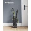 imageSONGMICS Umbrella Stand Umbrella Holder for Entryway Steel Square Umbrella Rack Organizer Freestanding for Canes Walking Sticks with a Detachable Drip Tray 4 Hooks Black ULUC48B61D x 61W x 161H