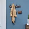 imageSONGMICS Wall Mounted Coat Rack Hook Rack with 4 TriHooks for Clothes Keys Hats Purses in The Entryway Bathroom Closet Room Dark Brown ULHR30ZDark Brown