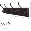imageSONGMICS Wall Mounted Coat Rack Hook Rack with 4 TriHooks for Clothes Keys Hats Purses in The Entryway Bathroom Closet Room Dark Brown ULHR30ZDark Brown