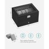 imageSONGMICS Watch Box 12Slot Watch Case Organizer with Large Glass Lid 2 Layers Removable Pillows Metal Lock Gift for Loved Ones Brown Synthetic Leather Brown Lining UJWB012K01Black  Gray