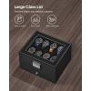 imageSONGMICS Watch Box 12Slot Watch Case Organizer with Large Glass Lid 2 Layers Removable Pillows Metal Lock Gift for Loved Ones Brown Synthetic Leather Brown Lining UJWB012K01Black  Black