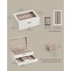 imageSONGMICS Watch Box 12Slot Watch Case Organizer with Large Glass Lid 2 Layers Removable Pillows Metal Lock Gift for Loved Ones Brown Synthetic Leather Brown Lining UJWB012K01Cloud White  Cappuccino Beige