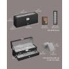 imageSONGMICS Watch Box 12Slot Watch Case Organizer with Large Glass Lid 2 Layers Removable Pillows Metal Lock Gift for Loved Ones Brown Synthetic Leather Brown Lining UJWB012K01Black  Gray