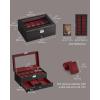 imageSONGMICS Watch Box 12Slot Watch Case Organizer with Large Glass Lid 2 Layers Removable Pillows Metal Lock Gift for Loved Ones Brown Synthetic Leather Brown Lining UJWB012K01Black  Wine Red