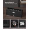 imageSONGMICS Watch Box 12Slot Watch Case Organizer with Large Glass Lid 2 Layers Removable Pillows Metal Lock Gift for Loved Ones Brown Synthetic Leather Brown Lining UJWB012K01Black  Black