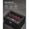imageSONGMICS Watch Box 12Slot Watch Case Organizer with Large Glass Lid 2 Layers Removable Pillows Metal Lock Gift for Loved Ones Brown Synthetic Leather Brown Lining UJWB012K01Black  Wine Red