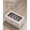 imageSONGMICS Watch Box 12Slot Watch Case Organizer with Large Glass Lid 2 Layers Removable Pillows Metal Lock Gift for Loved Ones Brown Synthetic Leather Brown Lining UJWB012K01Cloud White  Cappuccino Beige