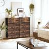 imageSONGMICS10 Drawers Wide Dresser 10 Drawers 10Drawer Dresser Storage Tower Metal Frame Wooden Top and Front Fabric Drawers 10 Drawers Brown and Black ULGS145B01Rustic Brown  Black