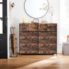 imageSONGMICS10 Drawers Wide Dresser 10 Drawers 10Drawer Dresser Storage Tower Metal Frame Wooden Top and Front Fabric Drawers 10 Drawers Brown and Black ULGS145B01Rustic Brown  Black