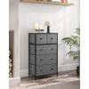 imageSONGMICS10 Drawers Wide Dresser 10 Drawers 10Drawer Dresser Storage Tower Metal Frame Wooden Top and Front Fabric Drawers 10 Drawers Brown and Black ULGS145B01Gray  Black With Wood Grain