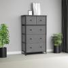 imageSONGMICS10 Drawers Wide Dresser 10 Drawers 10Drawer Dresser Storage Tower Metal Frame Wooden Top and Front Fabric Drawers 10 Drawers Brown and Black ULGS145B01Gray  Black With Wood Grain