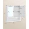 imageVASAGLE Bathroom Cabinet with Mirror Wall Cabinet with 2 Mirrored Doors Adjustable Shelf Open Compartment WallMounted 51 x 222 x 23 Inches Sage Green ULHC002C02White