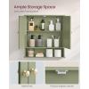 imageVASAGLE Bathroom Cabinet with Mirror Wall Cabinet with 2 Mirrored Doors Adjustable Shelf Open Compartment WallMounted 51 x 222 x 23 Inches Sage Green ULHC002C02Sage Green