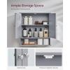 imageVASAGLE Bathroom Cabinet with Mirror Wall Cabinet with 2 Mirrored Doors Adjustable Shelf Open Compartment WallMounted 51 x 222 x 23 Inches Sage Green ULHC002C02Dove Gray
