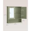 imageVASAGLE Bathroom Cabinet with Mirror Wall Cabinet with 2 Mirrored Doors Adjustable Shelf Open Compartment WallMounted 51 x 222 x 23 Inches Sage Green ULHC002C02Sage Green