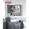imageVASAGLE Bathroom Cabinet with Mirror Wall Cabinet with 2 Mirrored Doors Adjustable Shelf Open Compartment WallMounted 51 x 222 x 23 Inches Sage Green ULHC002C02Dove Gray