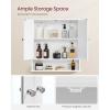 imageVASAGLE Bathroom Cabinet with Mirror Wall Cabinet with 2 Mirrored Doors Adjustable Shelf Open Compartment WallMounted 51 x 222 x 23 Inches Sage Green ULHC002C02White