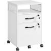 imageVASAGLE File Cabinet Mobile Filing Cabinet with Wheels 2 Lockable Drawers Open Shelf for A4 Letter Size Hanging File Folders Ink Black UOFC077B16Cloud White