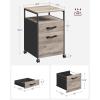 imageVASAGLE File Cabinet Mobile Filing Cabinet with Wheels 2 Lockable Drawers Open Shelf for A4 Letter Size Hanging File Folders Ink Black UOFC077B16Heather Greige  Ink Black
