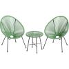 imageSONGMICS 3Piece Outdoor Seating Acapulco Chair Modern Patio Furniture Set Glass Top Table and 2 Chairs Indoor and Outdoor Conversation Bistro Set Ink Black UGGF011B01Light Green