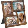 imageSONGMICS 4x6 Collage Picture Frames Family Photo Collage Frame Set of 4 for Wall Decor Glass Front Wall Hanging or Tabletop Ink Black URPF25BKRustic Brown
