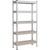 imageSONGMICS 5Tier Storage Shelves Load 2310 lb Garage Storage Boltless Assembly Adjustable Shelving Unit 118 x 295 x 591 Inches for Study Shed Basement Black and Rustic Brown UGLR300B11Silver  Natural Beige