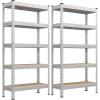 imageSONGMICS 5Tier Storage Shelves Load 2310 lb Set of 2 Garage Storage Boltless Assembly Adjustable Shelving Unit 118 x 295 x 591 Inches for Study Shed Basement Black UGLR300B02Silver