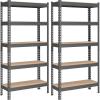 imageSONGMICS 5Tier Storage Shelves Load 2310 lb Set of 2 Garage Storage Boltless Assembly Adjustable Shelving Unit 118 x 295 x 591 Inches for Study Shed Basement Black UGLR300B02Grey