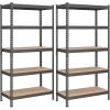 imageSONGMICS 5Tier Storage Shelves Load 2310 lb Set of 2 Garage Storage Boltless Assembly Adjustable Shelving Unit 177 x 354 x 709 Inches for Study Shed Basement Gray UGLR450G02