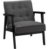 imageSONGMICS Accent Leisure Chair MidCentury Modern Arm Chair with Solid Wood Armrests and Legs 1Seat Cushioned Sofa for Living Room Bedroom Balcony Studio Classic Black ULAC001B01Classic Black