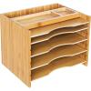 imageSONGMICS Bamboo File Organizer Paper Sorter with 5 Adjustable Shelves Top Storage Compartments Natural UOFS44YFile Organizer
