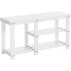 imageSONGMICS Bamboo Shoe Bench Shoe Rack for Boots Entryway Storage Organizer 3Tier Shoe Shelf for Hallway Bathroom Living Room Corridor White ULBS006W01 112 x 338 x 178 Inches112D x 338W x 178H