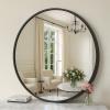 imageSONGMICS Bathroom Round Mirror for Wall 24 Inches Black Circle MirrorMetal Framefor Bathroom Over Sink Living Room Bedroom Entryway Hallway Ink Black ULWM102B01Ink Black