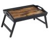 imageSONGMICS Bed Tray Table with Bamboo Folding Legs Sofa Breakfast Tray Serving Tray with Groove for Phone Tablet Rustic Dark Brown ULLD111B01165W x 87H