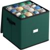 imageSONGMICS Christmas Ornament Storage Box 3 Inches 128 Slots Stackable Christmas Storage Container with Lid Dual Zippers Adjustable Dividers NonWoven Fabric Forest Green URFB039C01Forest Green