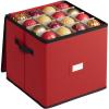 imageSONGMICS Christmas Ornament Storage Box 3 Inches 128 Slots Stackable Christmas Storage Container with Lid Dual Zippers Adjustable Dividers NonWoven Fabric Forest Green URFB039C01Cherry Red